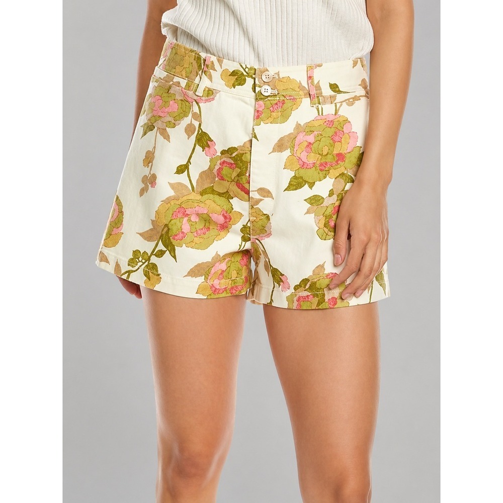 Rebecca Taylor NEW Wild Peony Floral Denim Twill Shorts SZ 16 Cottagecore Boho